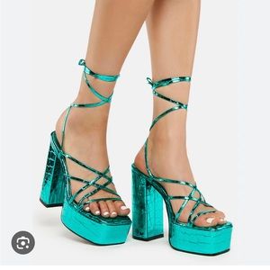 Azalea Wang green vegan leather Gordo platforms